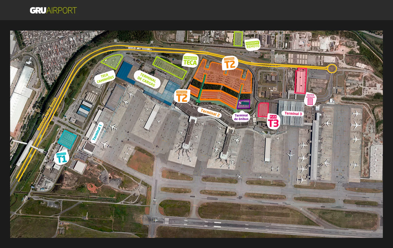 Mapa estacionamento aeroporto guarulhos