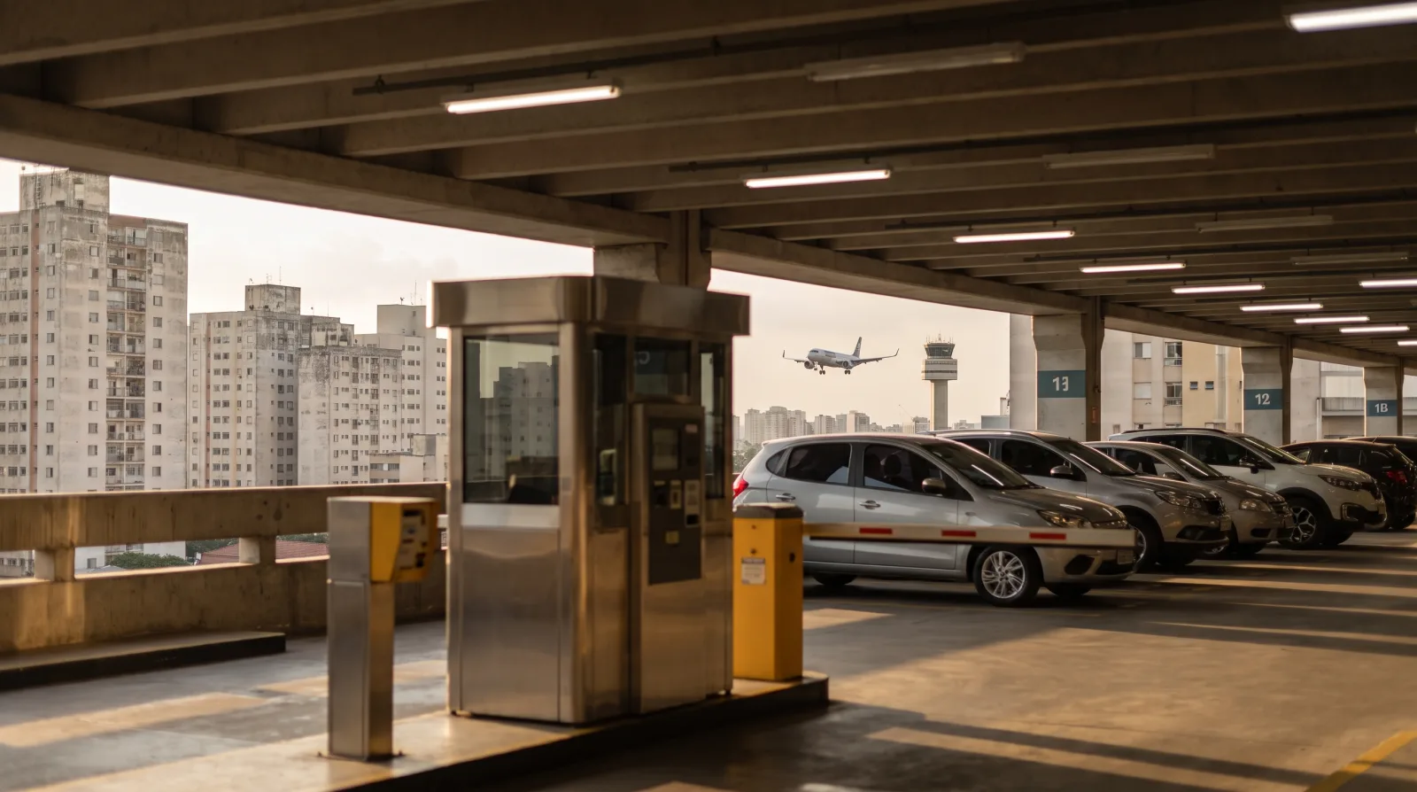 totem de pagamento e cancela no preço do estacionamento no aeroporto de Congonhas